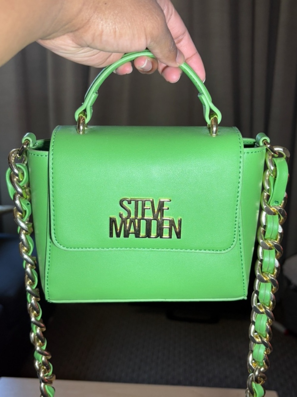 Steve Madden Lime Green Chain-Handle Crossbody Bag